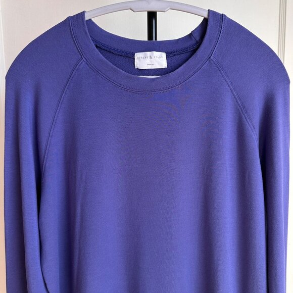 Oprah Rec Stripe & Stare Women's Sweatshirt Sapphire Blue Sz M Soft Stretch $99 - Picture 3 of 9